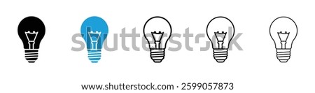 Light bulb icons vector illustrations in black and blue colors for web and ui designs
