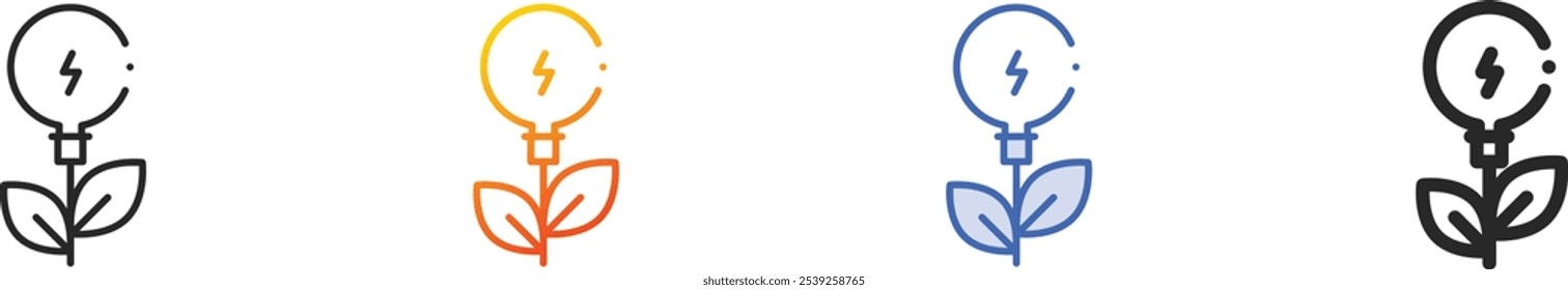 ícone de lâmpada.Linear fino, gradiente, traço azul e negrito Design estilo isolado no fundo branco