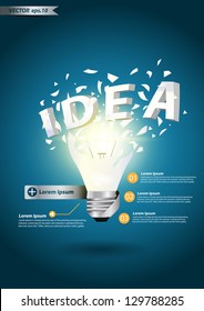 Light bulb idea alphabet explode concept, With Modern Design template / infographics vector illustration