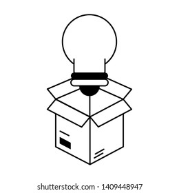 light bulb idea with box cartoon vector illustration graphic design