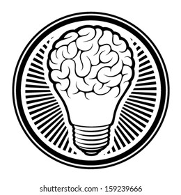 Light Bulb Idea With Brain Vector Illustration 