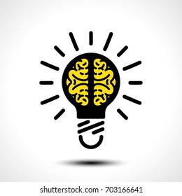 Light bulb idea with brain vector logo template. Corporate icon such as logotype. Creative light bulb idea brain vector illustration