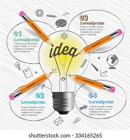 light bulb idea brainstorm infographic. .education and business concept design,can used for banner,infographic,data,presentation business,chart,sign,brochure,leaflet ,web.Vector illustration.