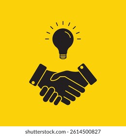 Light bulb idea Business agreement handshake or friendly handshake line art icon for apps and websites