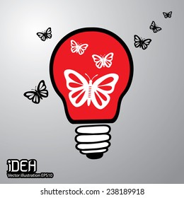 Light bulb idea & Butterfly vector illustration 