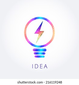 Light bulb idea by triangles, polygon vector illustration.