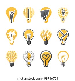 Light bulb idea. Collection of design elements.