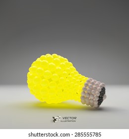 Light bulb. Idea concept. 3d vector illustration. Can be used for business presentation.