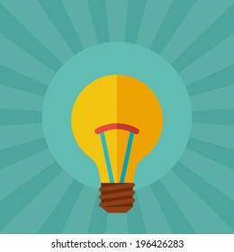 Light bulb idea concept illustration in flat style.
