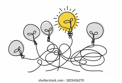 Light bulb idea concept , line drawing style,vector design