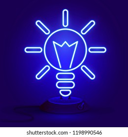 Light bulb and idea concept. Neon sign