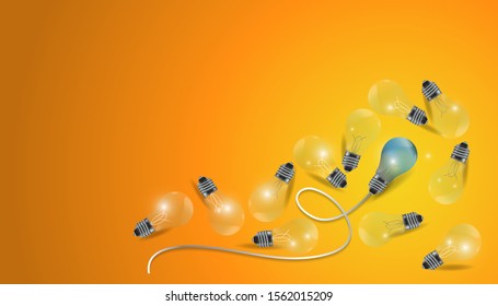 
light bulb  Idea concept on orange background. - Being different, taking risky, move for success in life- Vector illustration.