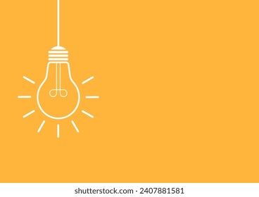 Light Bulb with Idea Concept on Yellow Background. Idea, Innovation, Inspiration and Creativity Concept. Vector Illustration.