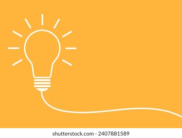 Light Bulb with Idea Concept on Yellow Background. Idea, Innovation, Inspiration and Creativity Concept. Vector Illustration.