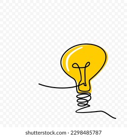 light bulb idea concept, One continuous single line hand drawing
