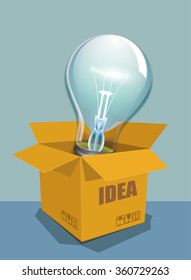 Light bulb idea concept  outside the box, vector.