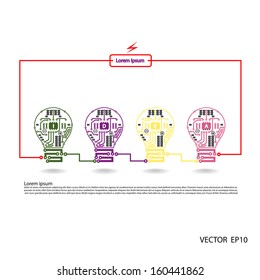 Light bulb idea concept template ,Light bulb circuit symbol . Vector illustration ,can be used for work flow layout, diagram, number options, web design.