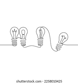 light bulb idea continuous drawing single line art