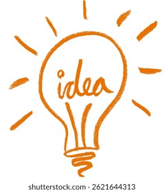 Vetor de desenho de giz de giz de cera de giz de cera com ideia de lâmpada