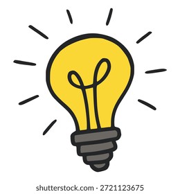 Light bulb idea creative doodle hand drawing cartoon flat color vector illustration template design