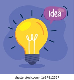 light bulb idea creative in purple background vector illustration design
