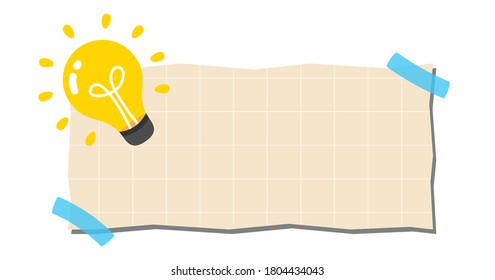 light bulb for idea creative symbol on paper banner background, creative ideas banner for topic article or scribble text, news headlines paper for copy space