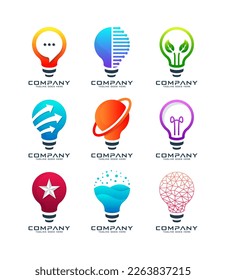Light bulb idea, creative, technology, digital  Bulb set logo