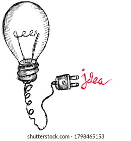 idea de bombilla, ilustración de doodle
