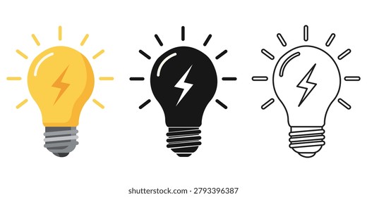 Light Bulb Idea Energy Electricity Icon Collection Vector Illustration Graphic Design