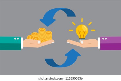 Light bulb idea exchange money
