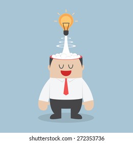 Light bulb of idea exploding from businessman head, VECTOR, EPS10