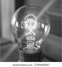 light bulb idea halftone vector innovation electricity energy bright invention glowing glass power tungsten lamp concept