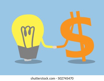 light bulb idea handshake with dollar money