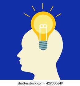 Light bulb of Idea in head
