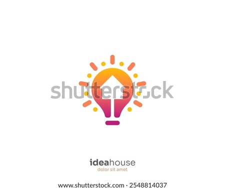 Light bulb idea house logo gradient