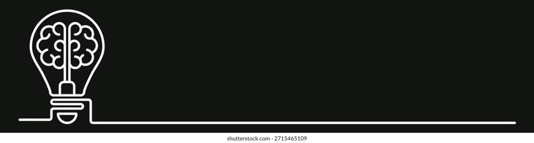 Icono de la idea de la bombilla. Cerebro dentro de la bombilla Vector - Innovación y creatividad logo. Tecnología y el icono de la bombilla de la IA. Símbolo de contorno de idea inteligente. Bombilla con cerebro y equipo, inteligencia de IA.