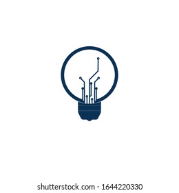 Light bulb idea icon with circuit board inside.