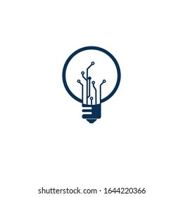 Light bulb idea icon with circuit board inside.