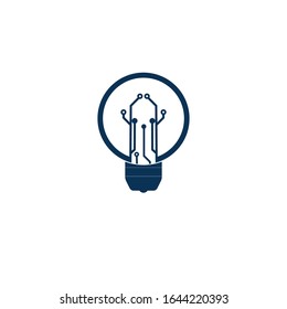 Light bulb idea icon with circuit board inside.
