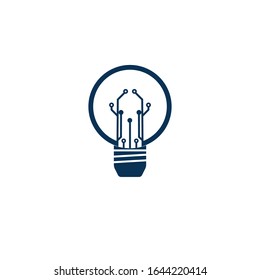 Light bulb idea icon with circuit board inside.