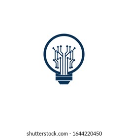 Light bulb idea icon with circuit board inside.