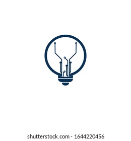 Light bulb idea icon with circuit board inside.