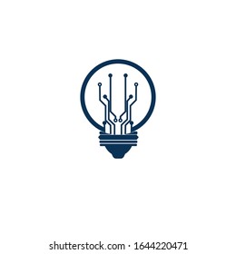 Light bulb idea icon with circuit board inside.