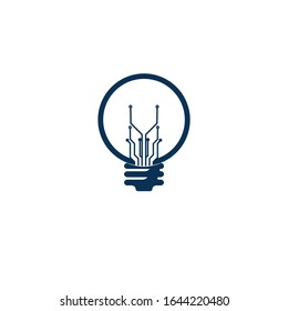 Light bulb idea icon with circuit board inside.