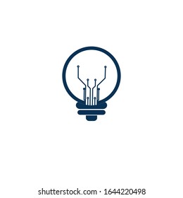 Light bulb idea icon with circuit board inside.