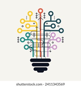 Light bulb idea icon with circuit board inside. Concept of Business idea