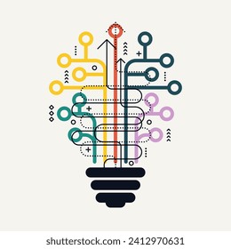 Light bulb idea icon with circuit board inside. Concept of Business idea