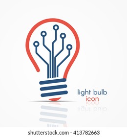 Light bulb idea icon with circuit board inside.