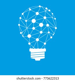 Light bulb idea icon with circuit board inside. Business idea concept. Lamp formed by chip connectors. The file is saved in the version AI10 EPS.  