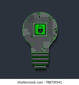Light bulb idea icon with circuit board inside
